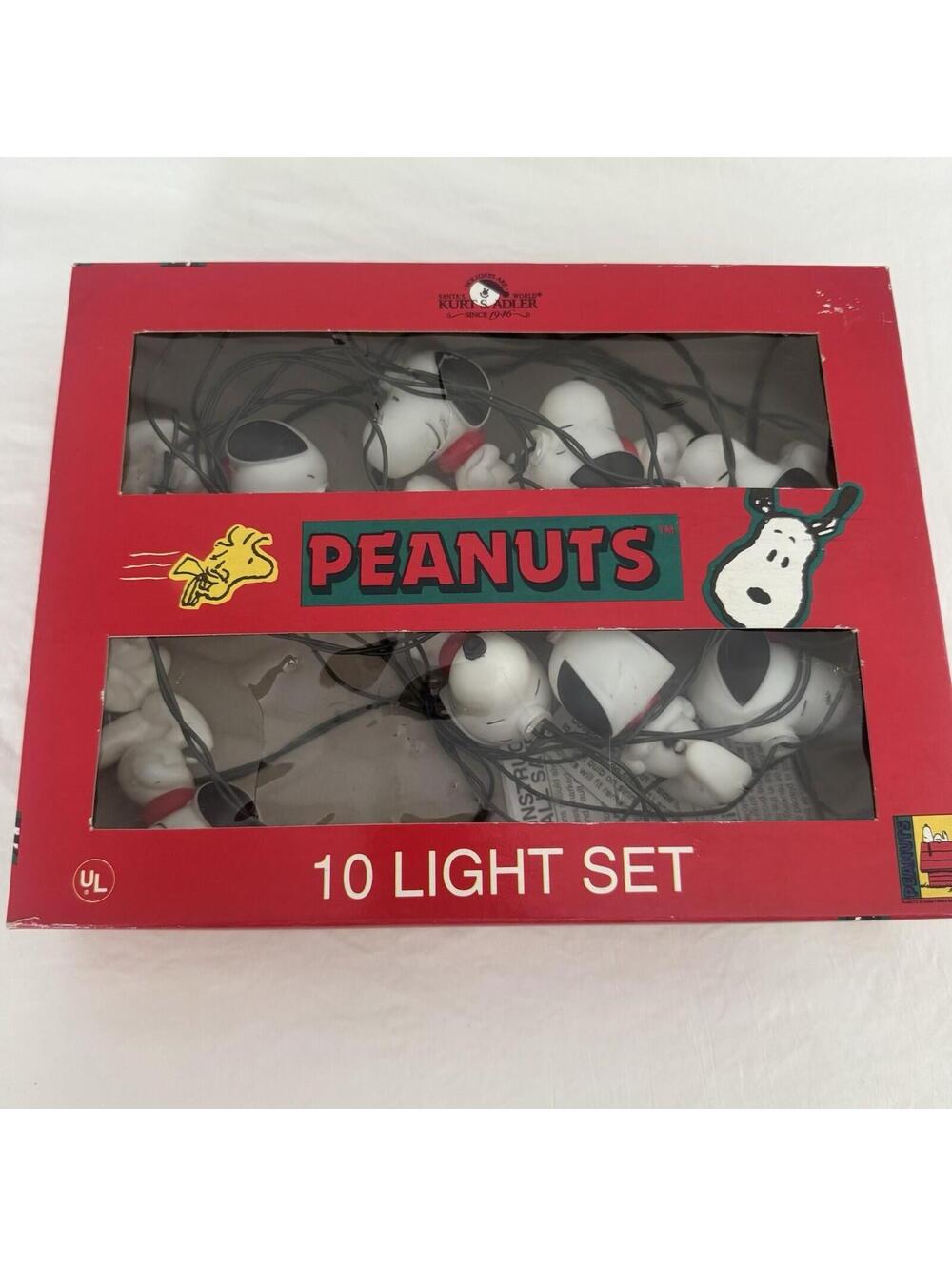 New Christmas KURT ADLER Peanuts Indoor / Outdoor SNOOPY 10  Lights Set🎄in Box